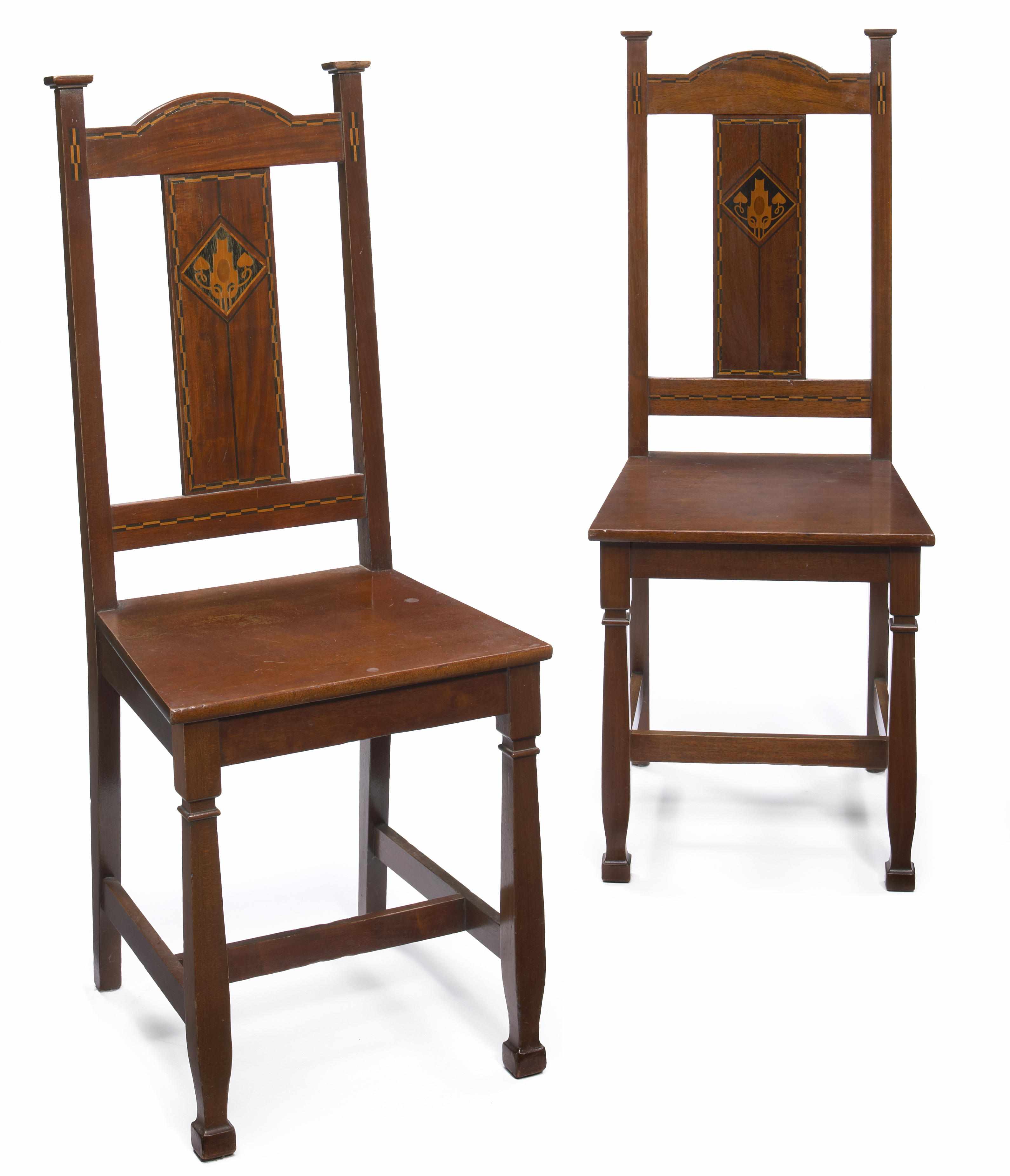 Appraisal: A pair of Mackay Hugh Baillie Scott marquetry and mahogany