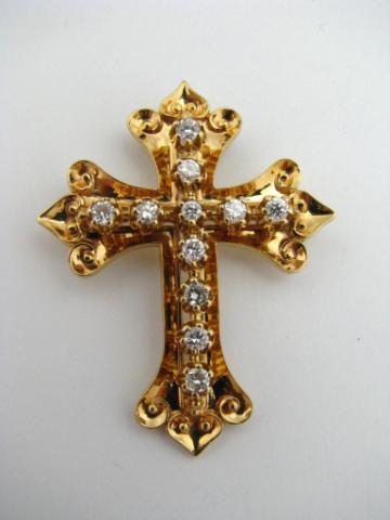 Appraisal: K Yellow Gold Cross Pendant with approximately ct diamond tw