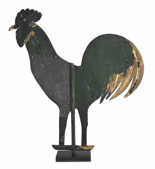 Appraisal: Sheet tin cockerel weathervane late th c painted green over