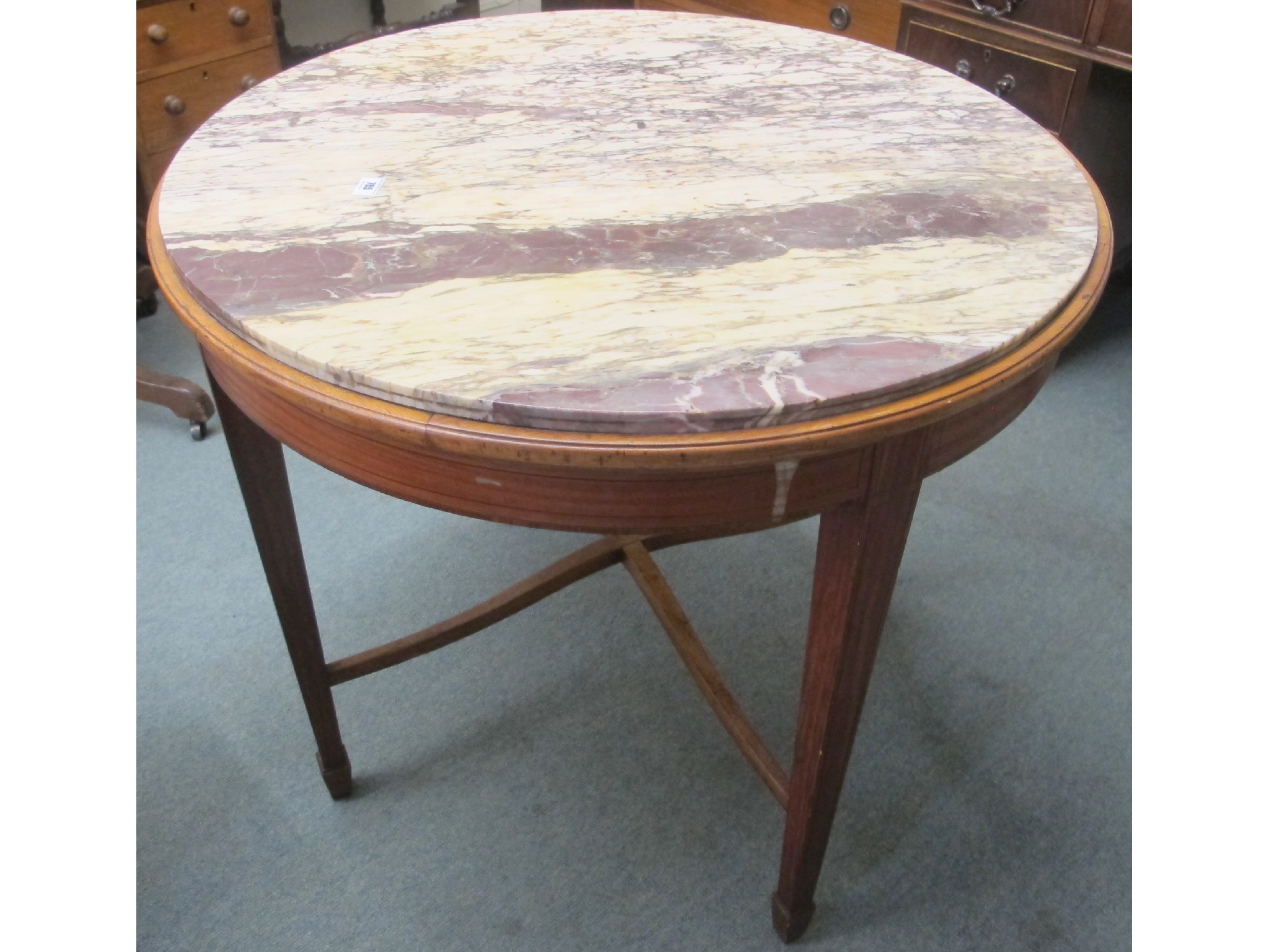 Appraisal: A French round table with marble top cm diameter