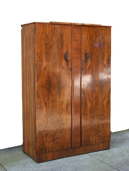 Appraisal: An Art Deco burl walnut armoire circa height in width