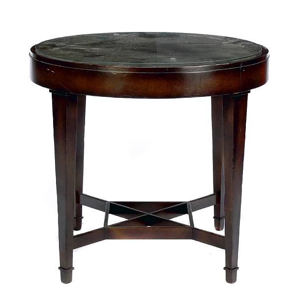 Appraisal: A mahogany center table with glass top height in diameter