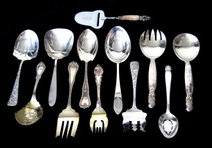 Appraisal: Group of sterling silver serving piecesComprising sets of salad serving