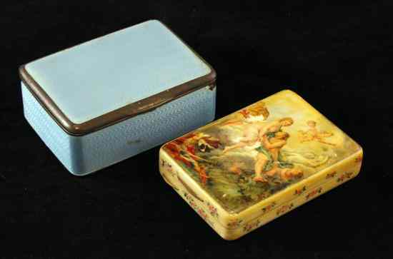 Appraisal: An early th century painted ivory minaudiere in together with