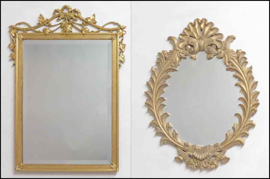 Appraisal: GOLD PAINTED MIRROR Together with an oval mirror '' x