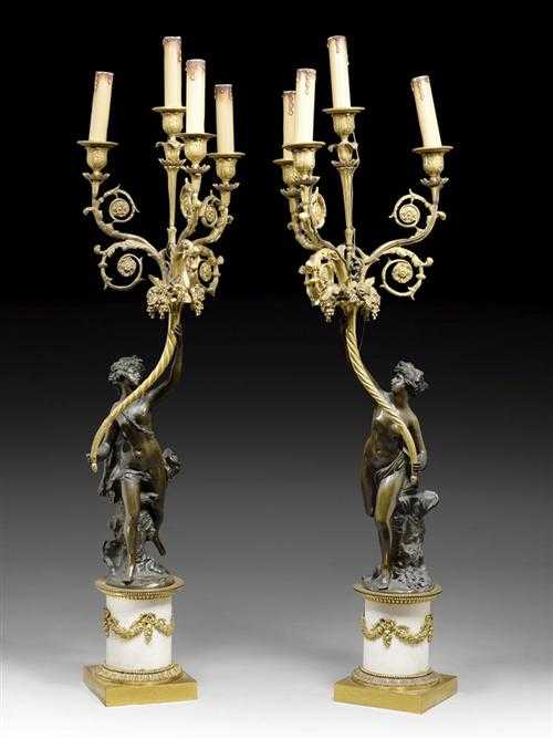 Appraisal: IMPORTANT CANDELABRAS A LA BACCHANTE late Louis XVI Paris th