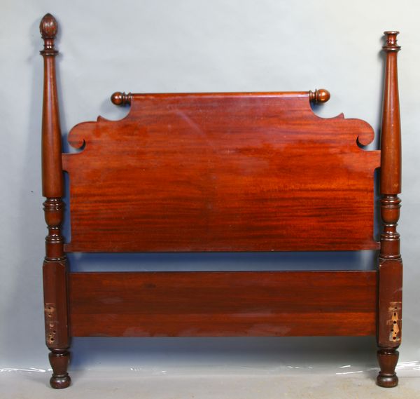 Appraisal: Late th Century pineapple post mahogany full size bed h