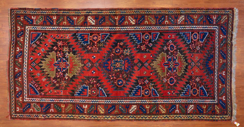 Appraisal: Kazak Rug Caucasus x hand knotted wool foundation Condition brown