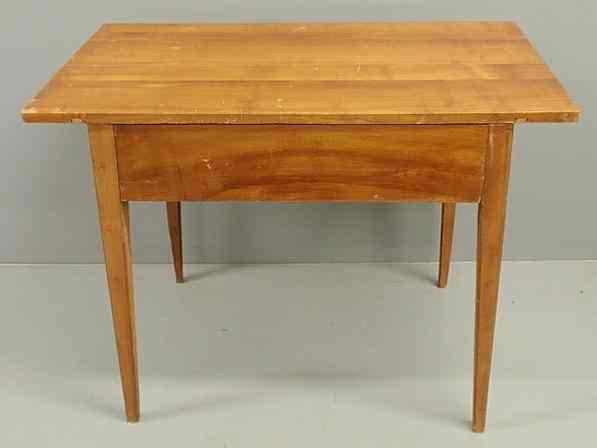 Appraisal: Cherry Biedermeier table with a single drawer and square tapered