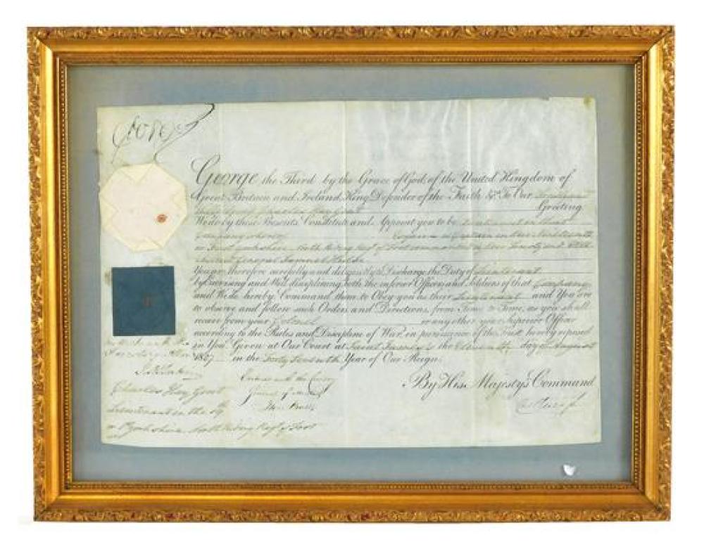 Appraisal: HISTORICAL DOCUMENT George III - King of England Commission Document