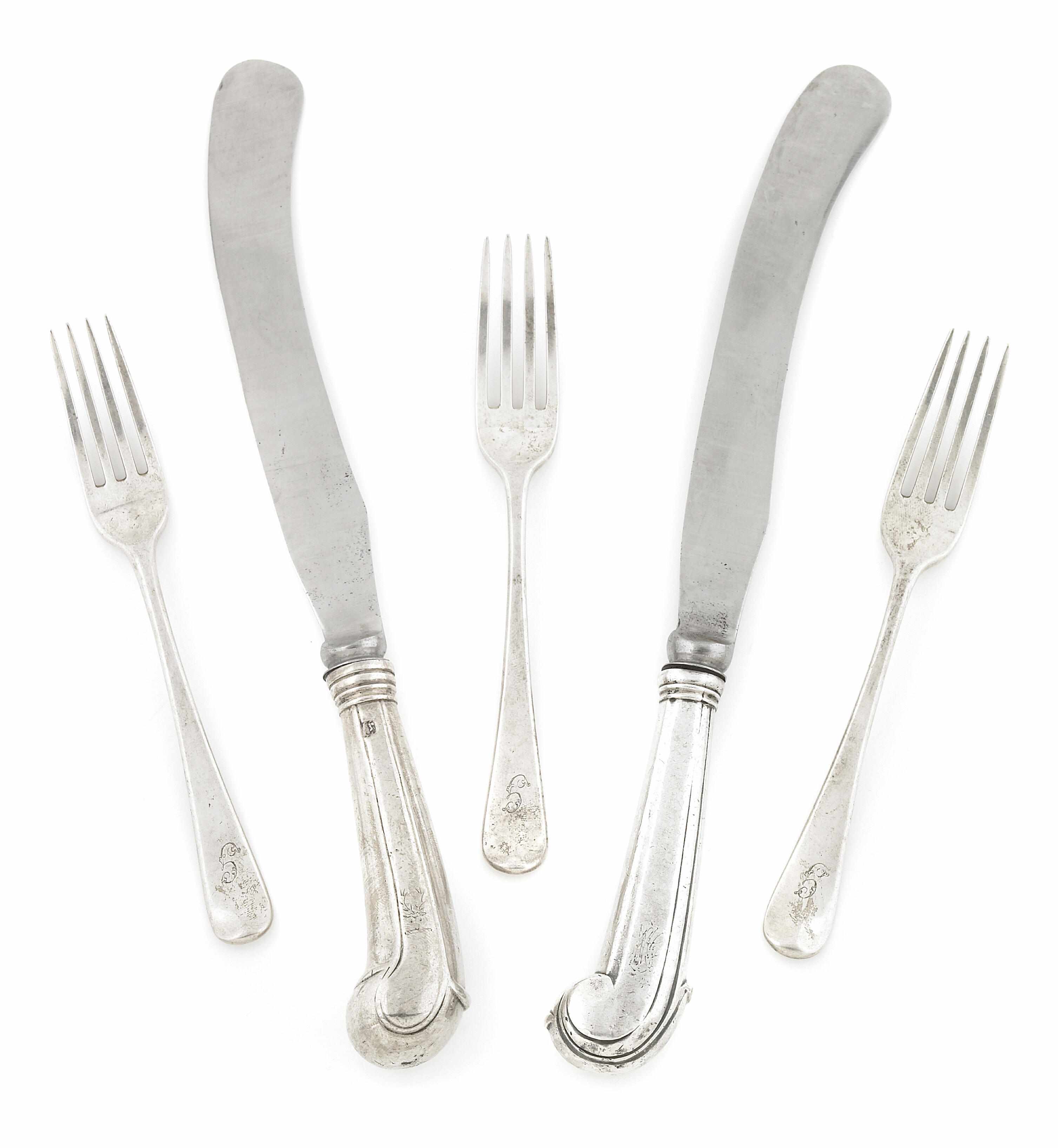 Appraisal: An assembled group of Georgian sterling silver flatware th -