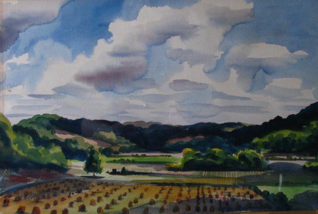 Appraisal: Edmund Brucker - x watercolor signed entitled ''Brown County Valley''