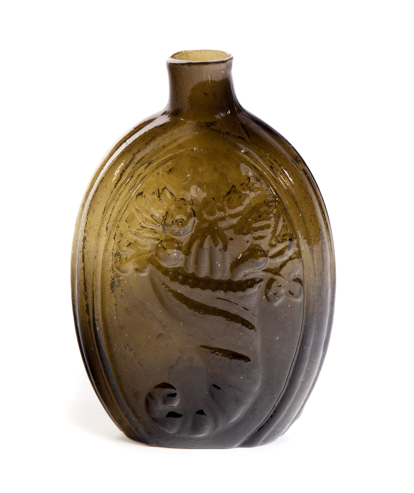 Appraisal: OLIVE GREEN CORNUCOPIA AND URN FLASK NUMBER GIII- American st