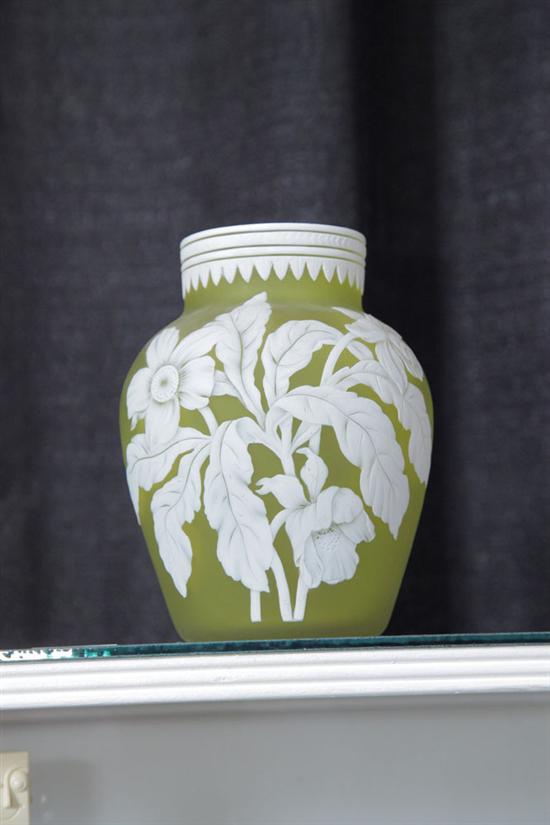 Appraisal: ENGLISH CAMEO VASE Attributed to Webb White cut to citron