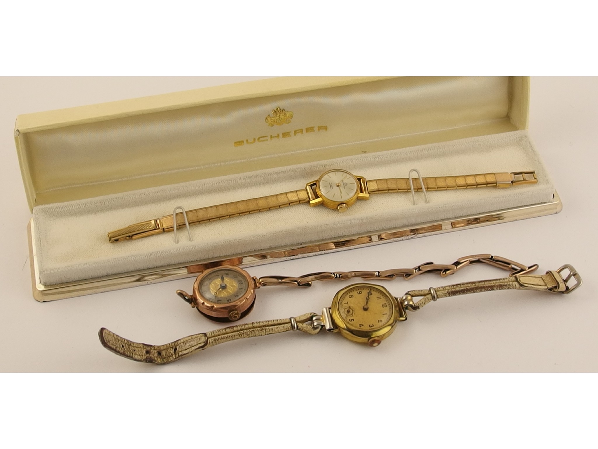 Appraisal: A ladies gold plated Bucherer watch in original box a