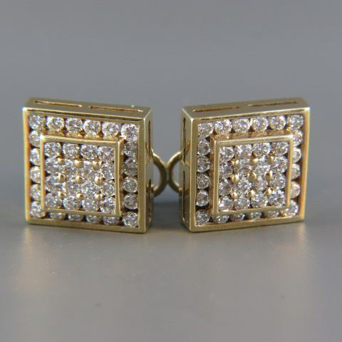 Appraisal: Diamond Earrings round brilliant diamonds totaling carats in k yellow