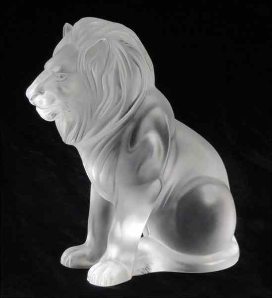 Appraisal: LALIQUE FROSTED GLASS BAMARA LION '' x '' Condition No