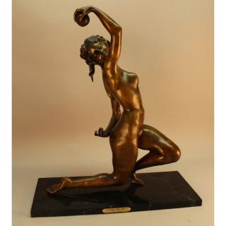 Appraisal: Art Deco Bronzed Nude with Ball Art Deco Bronzed Nude