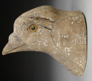 Appraisal: RARE ARCHITECTURAL CARVED AND PAINTED PIGEON HEAD TRADE SIGN Early