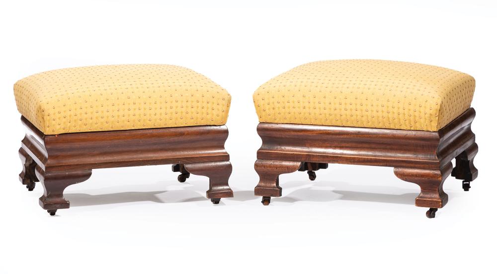 Appraisal: Pair of American Classical Mahogany Footstools mid- th c ogee