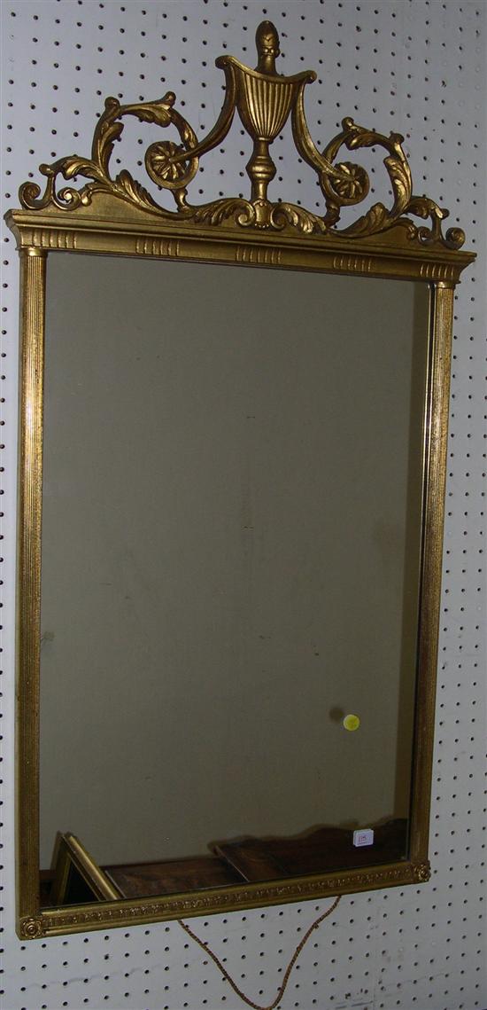 Appraisal: Wall mirror th C Chippendale style gilt frame with urn