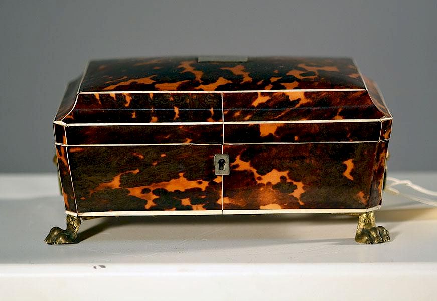 Appraisal: Early Tortoise Shell Dresser Box Early th C tortoise shell