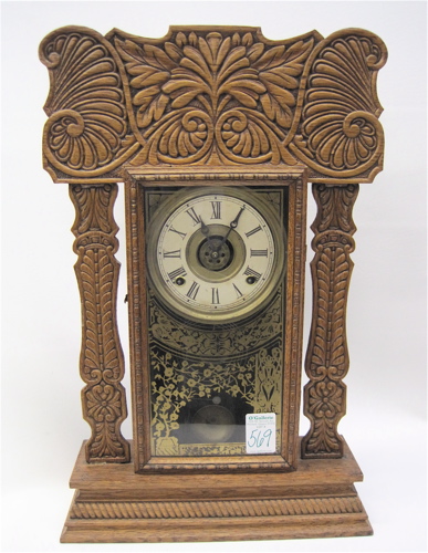 Appraisal: LATE VICTORIAN OAK KITCHEN CLOCK c The E Ingraham Co