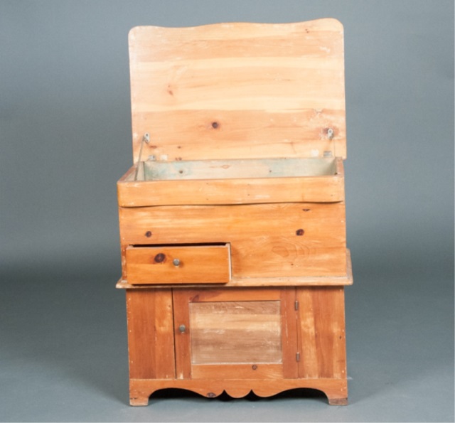 Appraisal: Lift Top Pine Dry Sink One drawer and one door