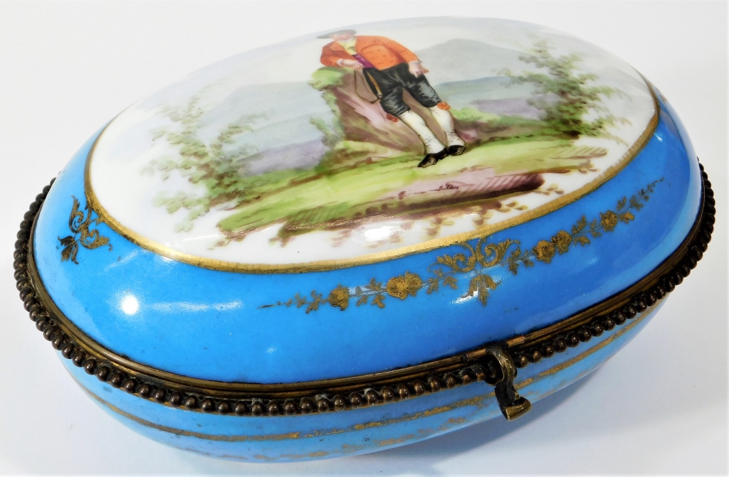 Appraisal: EARLY FRENCH SEVRES POWDER BLUE PORCELAIN BOX France Late th-