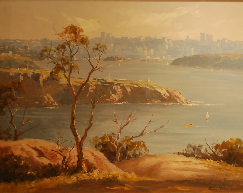 Appraisal: LEON HANSON SYDNEY SKYLINE FROM NORTH HEADS OIL ON BOARD