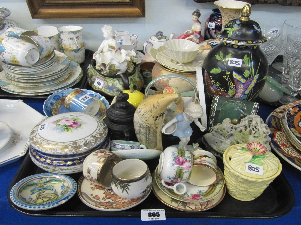 Appraisal: Cetem Ware jar and cover three Satsuma cups and saucers