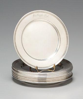 Appraisal: Twelve sterling plates reeded borders ten by International one with