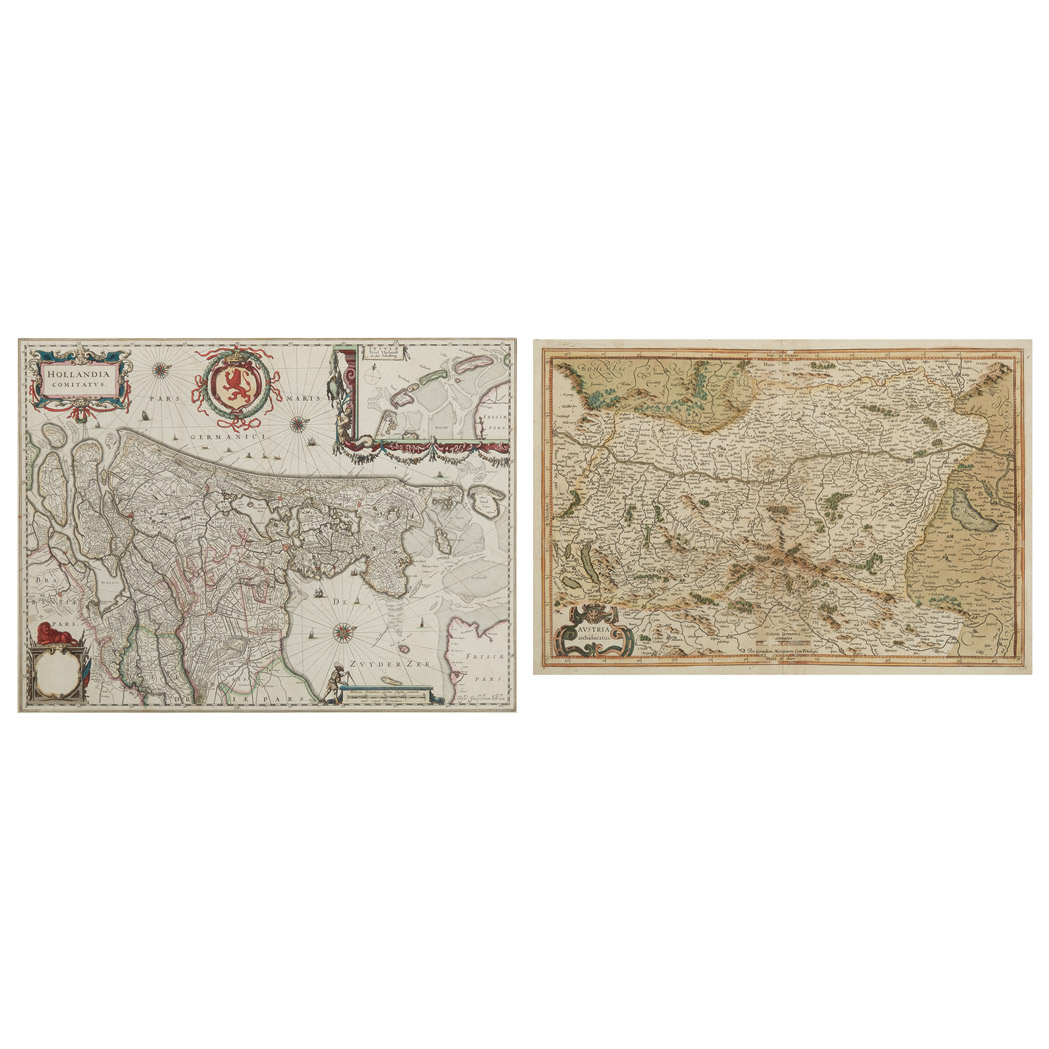 Appraisal: MAPS Two framed European maps Comprising BLAEU WILLEM Hollandia Comitatus