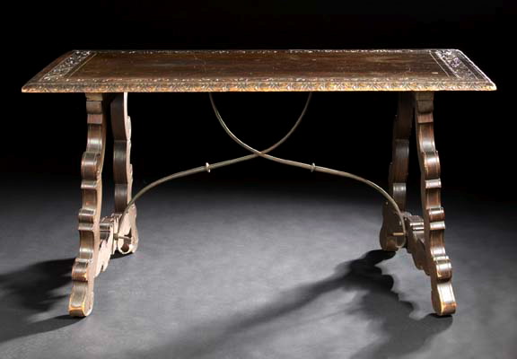 Appraisal: Provincial Spanish Carved Mahogany Guard Room Table late th century