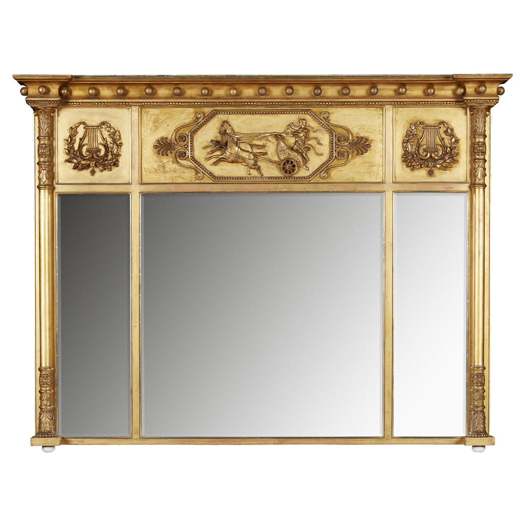 Appraisal: REGENCY GILT TRIPLE OVERMANTEL MIRROR EARLY TH CENTURY the inverted