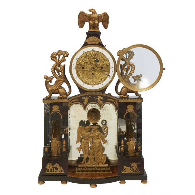 Appraisal: Rare Austrian Bronze Mounted Automaton Face Mantel Clock late th