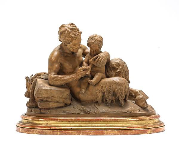 Appraisal: Modeled as an old satyr teaching the infant Bacchus to