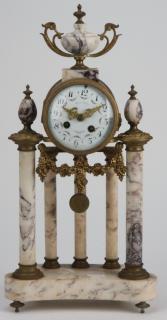 Appraisal: th c marble and dore' bronze French clock h th