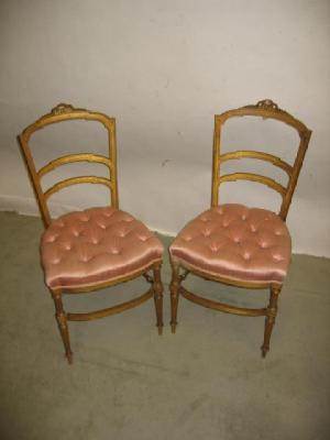 Appraisal: A PAIR OF VICTORIAN GILT WOOD BOUDOIR CHAIRS the channelled