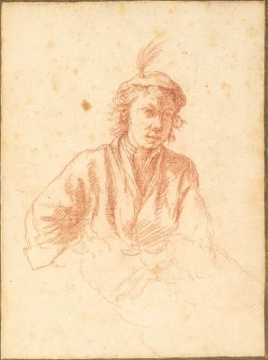 Appraisal: Follower of Carlo Maratta Boy with a Plumed Hat red