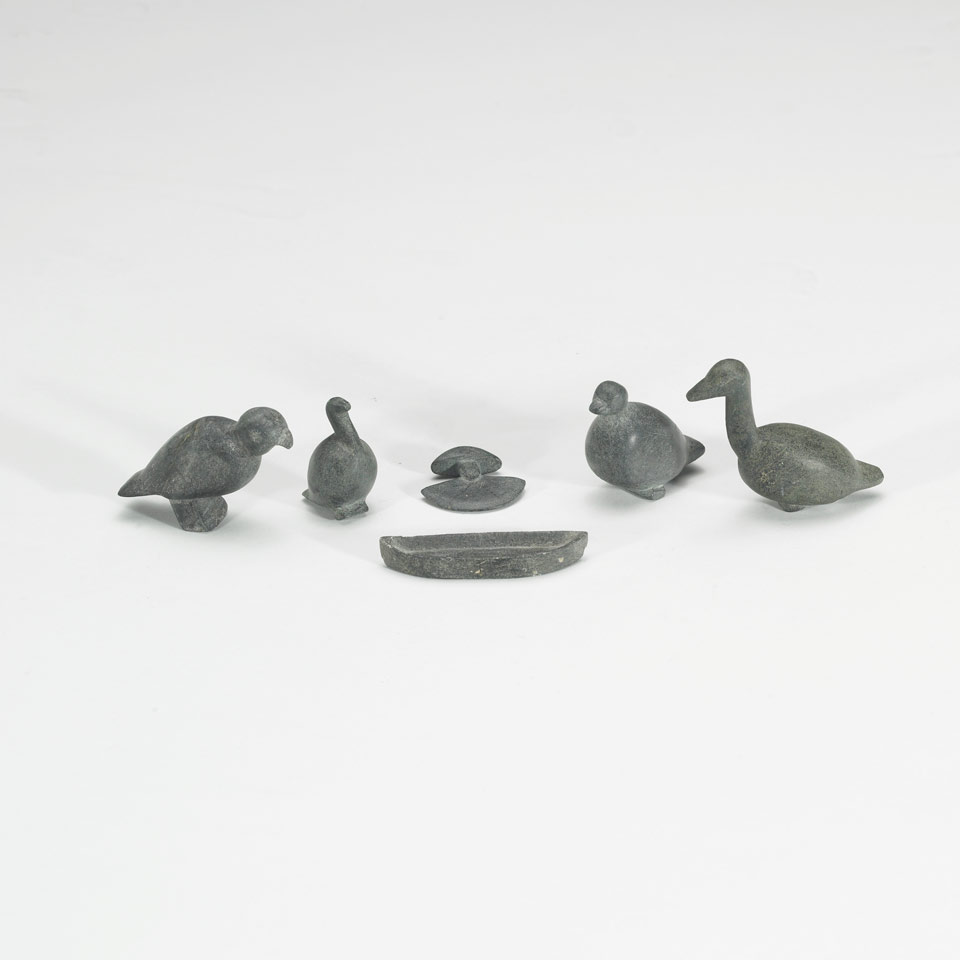 Appraisal: Unidentified Gjoa Haven FOUR BIRDS AN ULU AND A KUDLIK