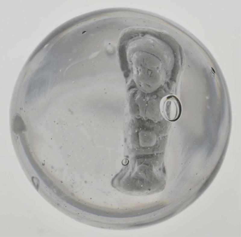 Appraisal: Baby in Papoose Sulphide Marble Description Figure of baby in