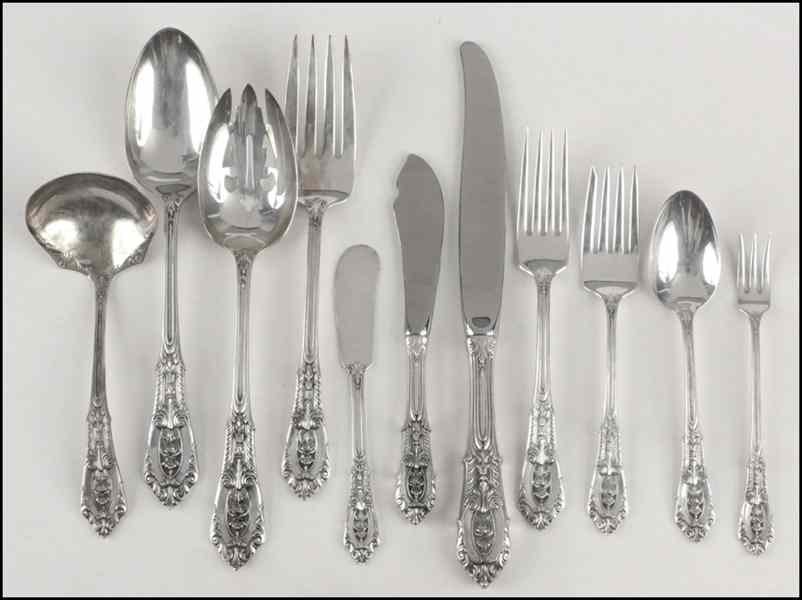 Appraisal: WALLACE STERLING SILVER FLATWARE SERVICE IN THE ROSEPOINT PATTERN Comprised