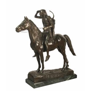 Appraisal: Cyrus Dallin - bronze sculpture on green marble plinth The