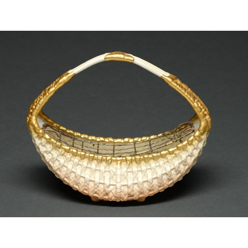 Appraisal: A Royal Worcester shaded apricot and gilt wicker basket cm