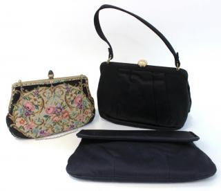 Appraisal: Vintage Evening Bags The first a black satin Magid clutch