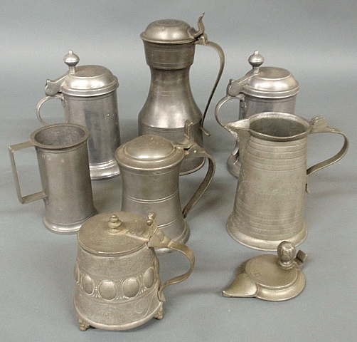 Appraisal: - Pewter flagon marked London h and six misc pieces