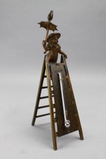 Appraisal: Antique Figural Bronze Thermometer Antique Figural Bronze Thermometer ladder form