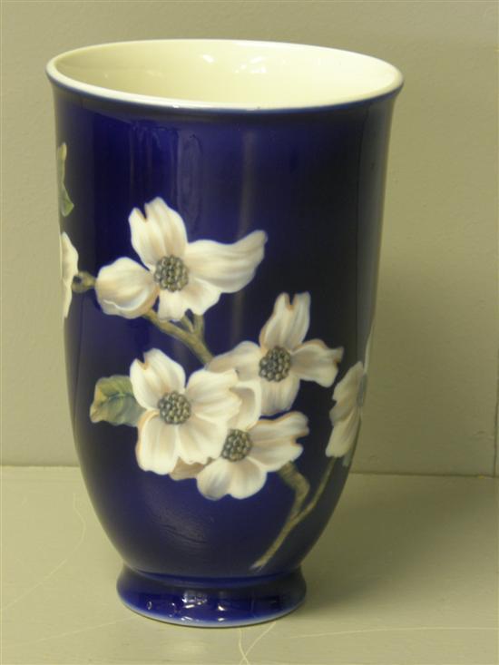 Appraisal: Royal Copenhagen vase the deep blue ground decorated with blossom