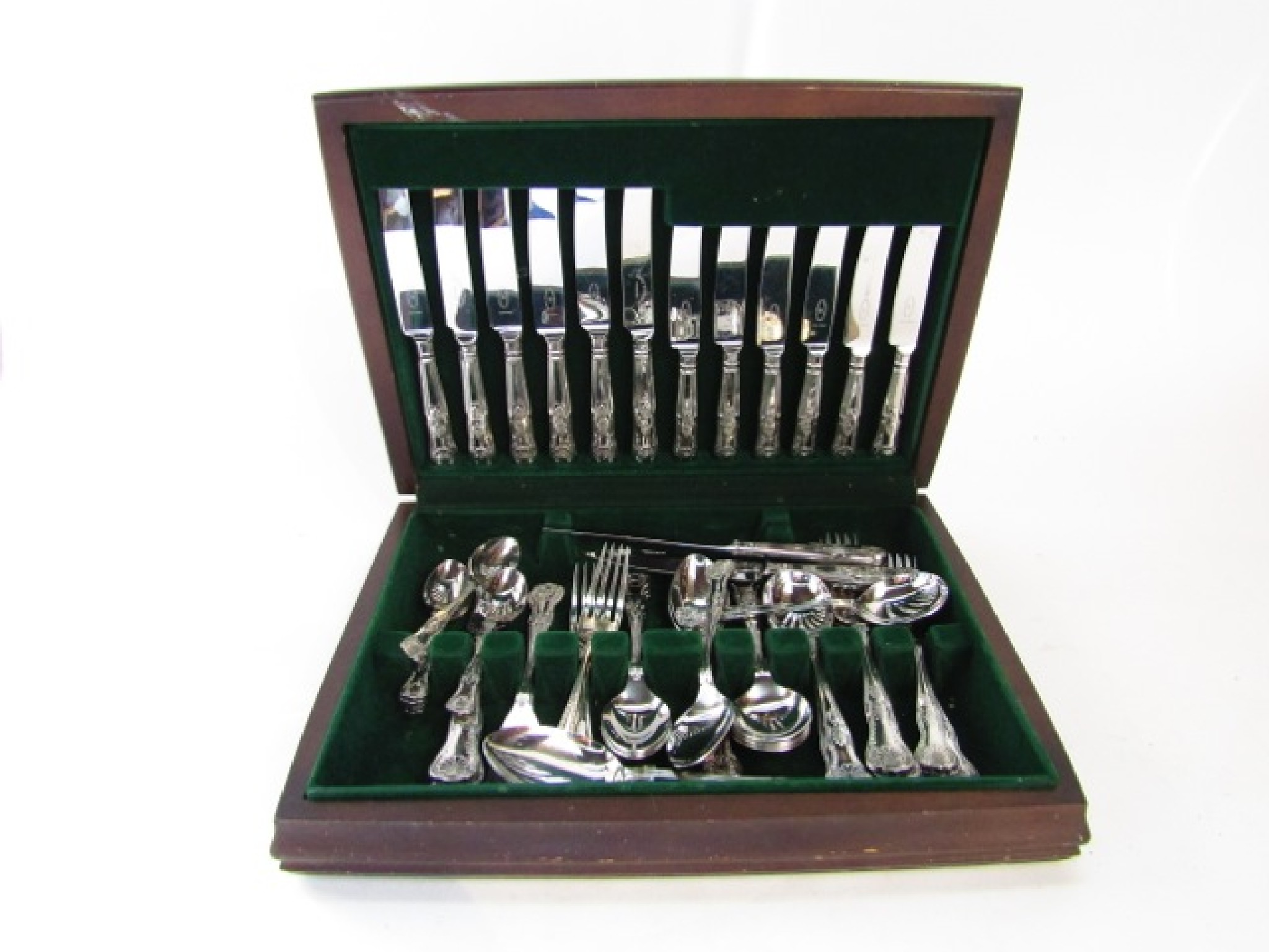 Appraisal: A timber canteen of cutlery containing a quantity of George